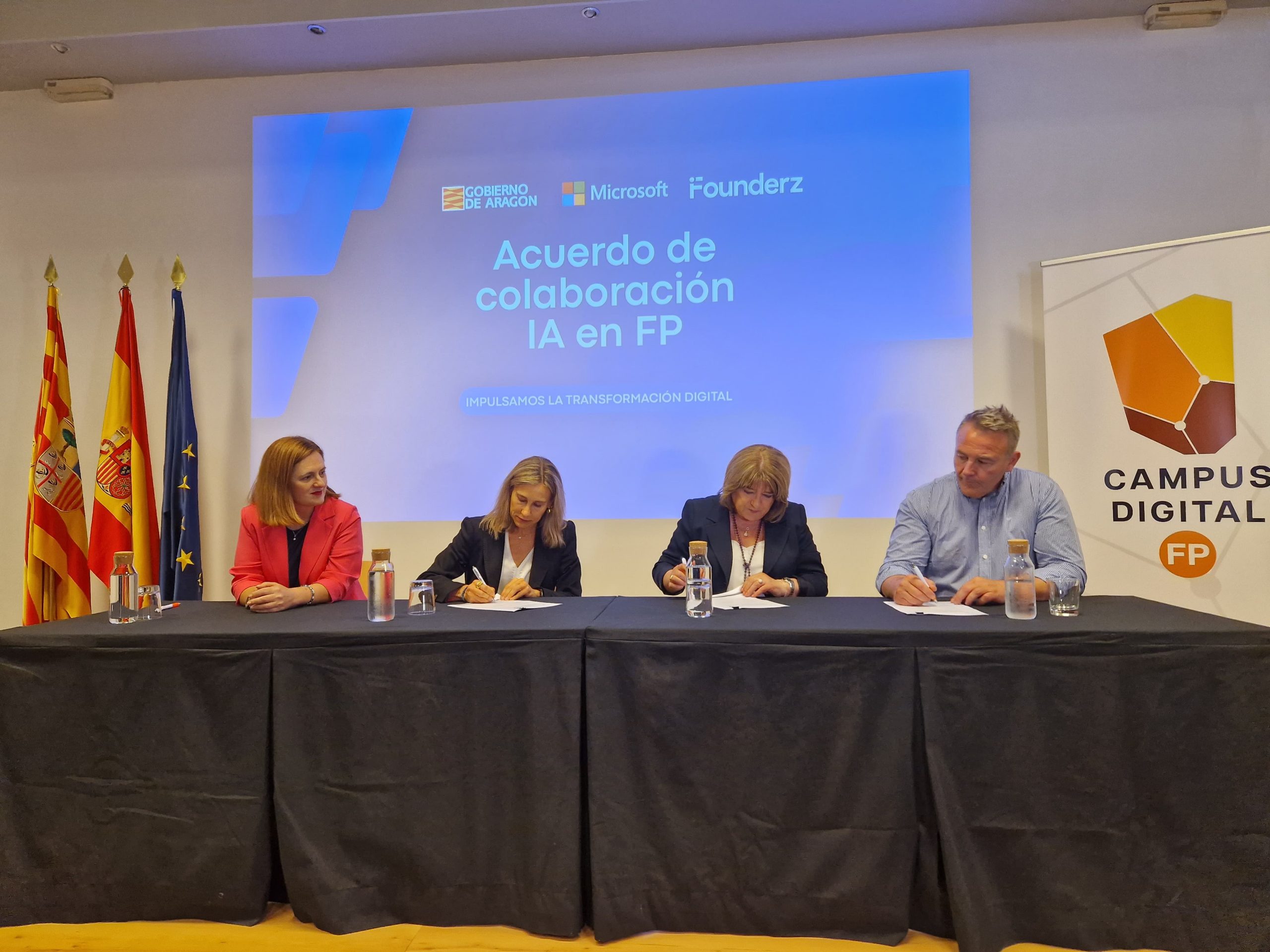 Gob Aragón Educación-FP-Microsoft y Founderz -Firma colaboración