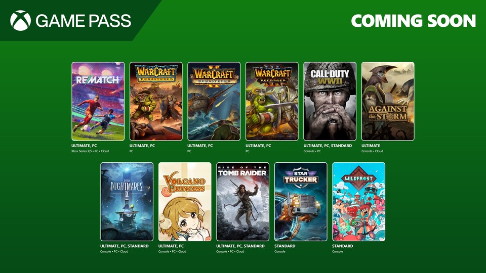 Próximamente en Game Pass: Rematch, Warcraft I & II: Remastered, Warcraft III: Reforged, Call of Duty: WWII y muchos más