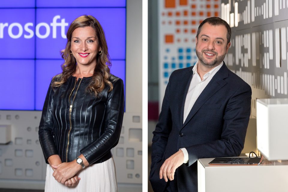 Silvia Hernández, responsable de Clientes Estratégicos y Globales de Microsoft en España, y David Hernández, director de la división de Grandes Empresas.