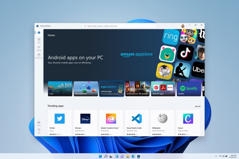 Image of Windows 11 screen with Microsoft Store open
