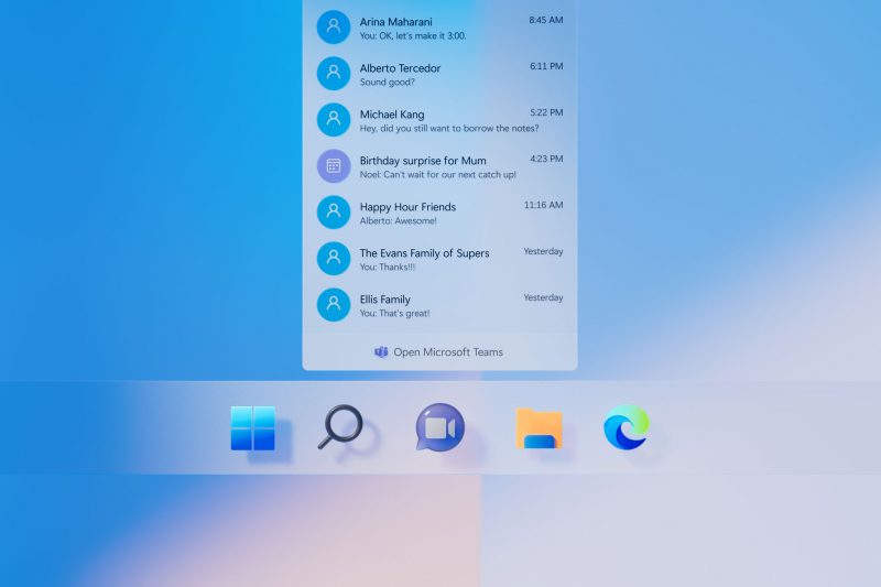 Screenshot of Windows 11 chat integration screen
