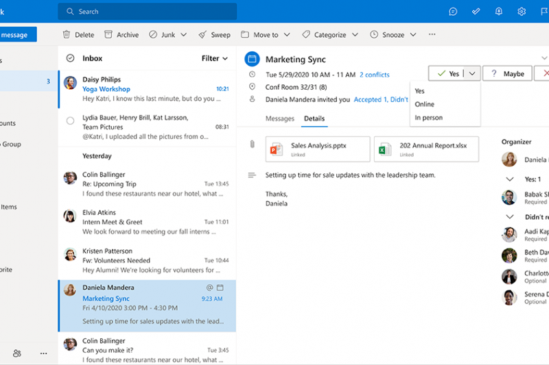 A screenshot of Microsoft Outlook