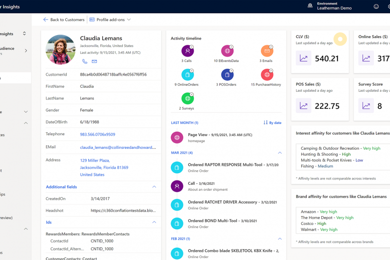 A screenshot of the Unified Customer Profile