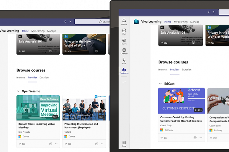 A screenshot showing Viva Learning content