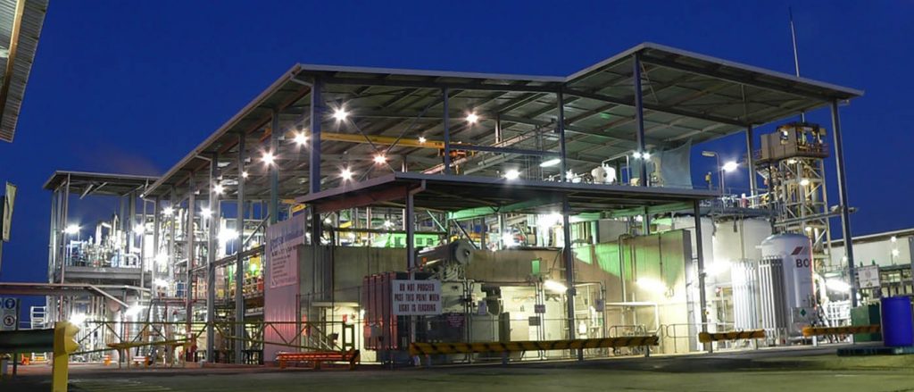Industrial work site at night