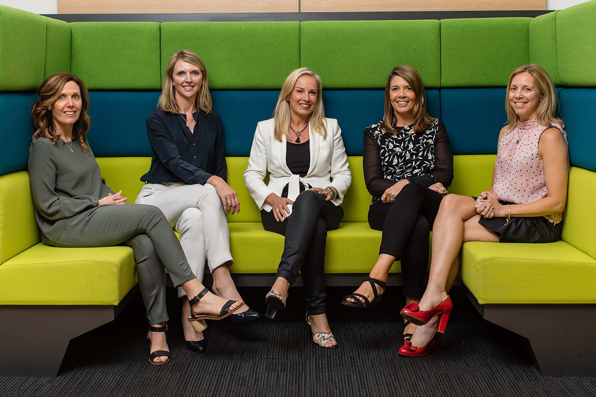 Five female Microsoft executives.