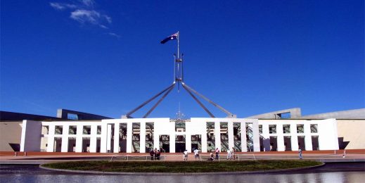 australian parliament house on sunny day