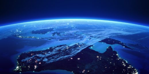 Australia with city lights from space at night