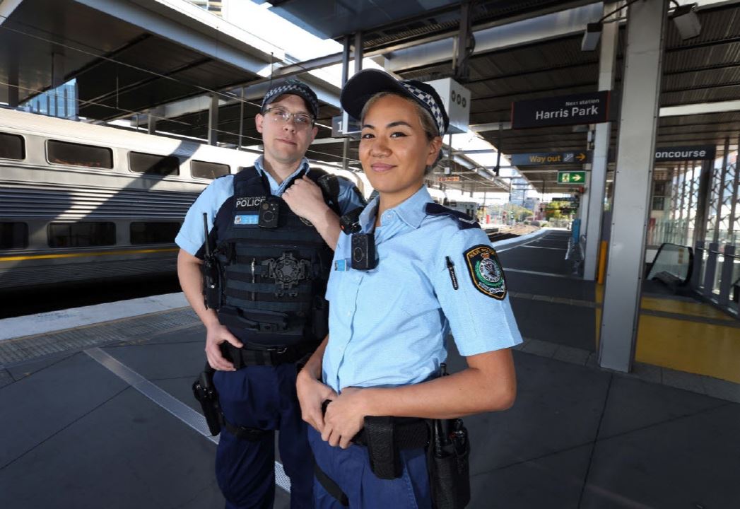 NSW Police Force officers wearing BWV cameras