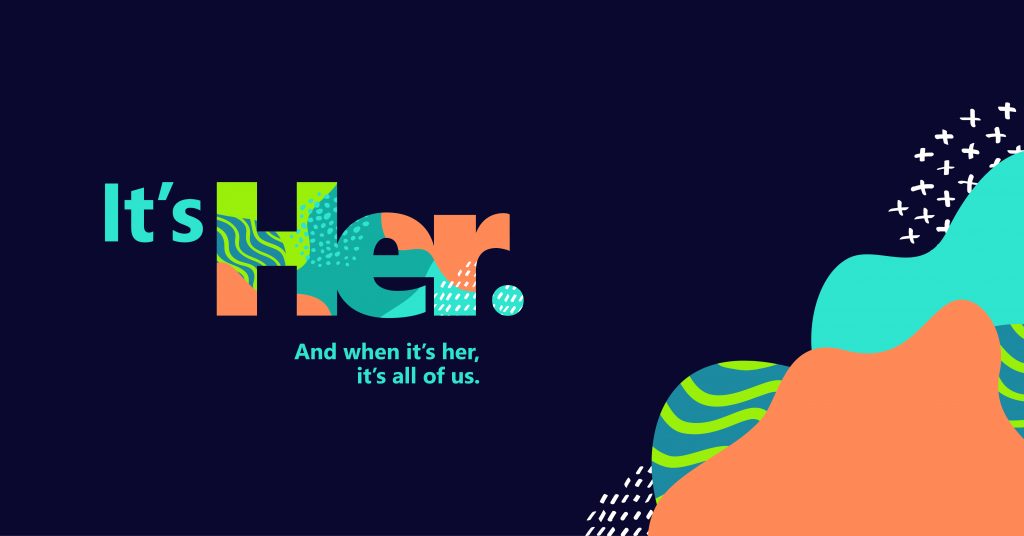 It's her graphical text ontop of abstract background
