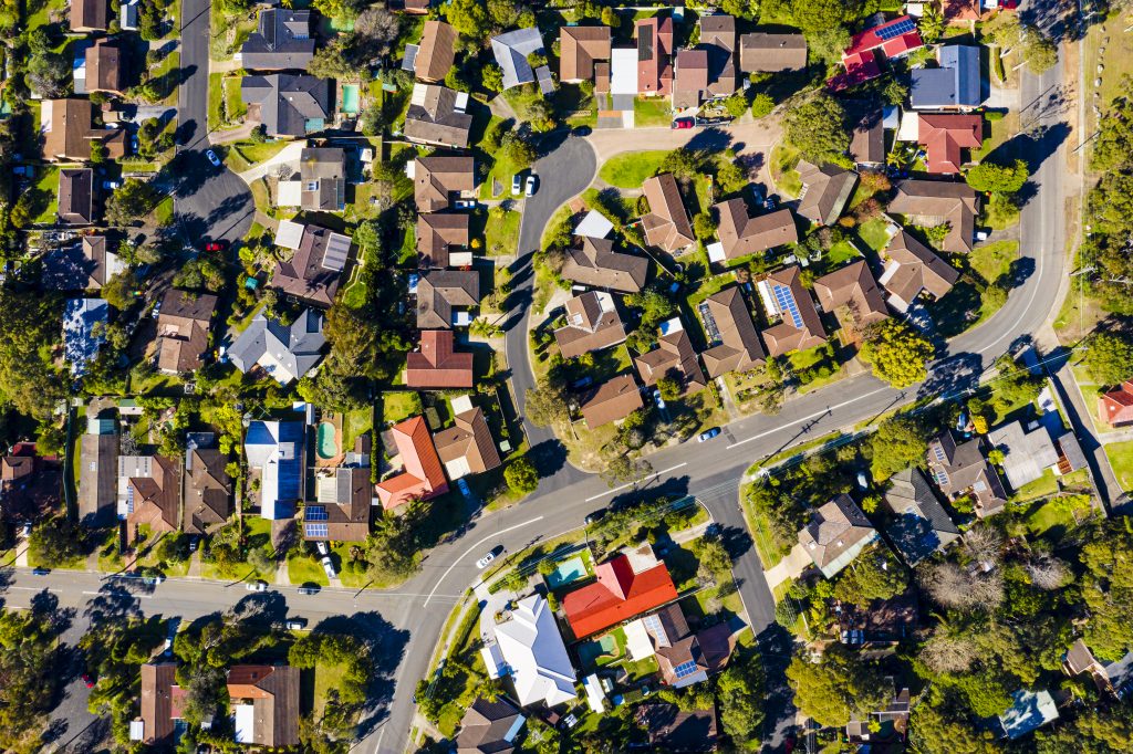 Aerial view of suburb