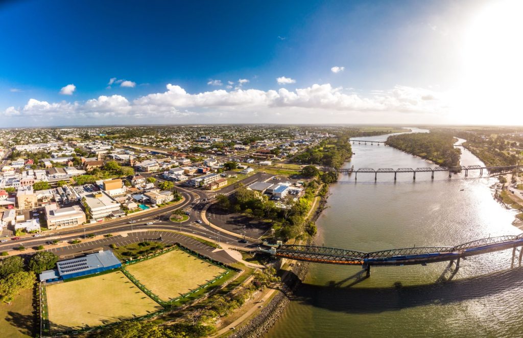 Aerial shot of the Bundaberg region