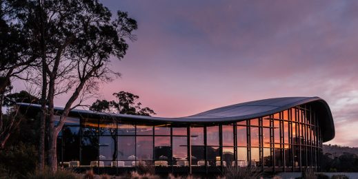 Landscape shot of a building in Tasmania