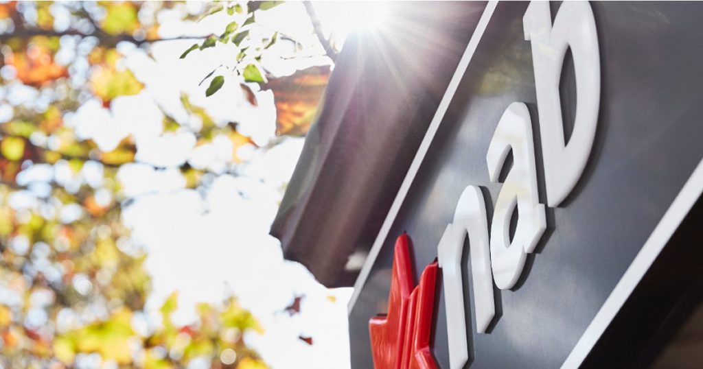 Close up of NAB logo infront of trees