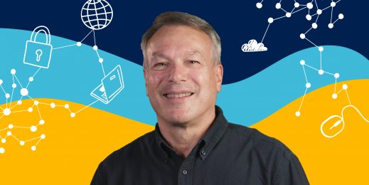 Portrait image of Phil infront of graphical icons