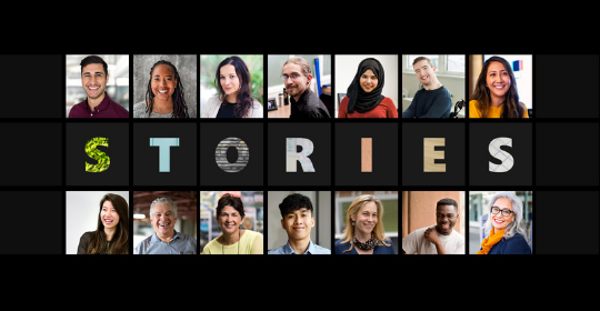 Stories banner with various portraits