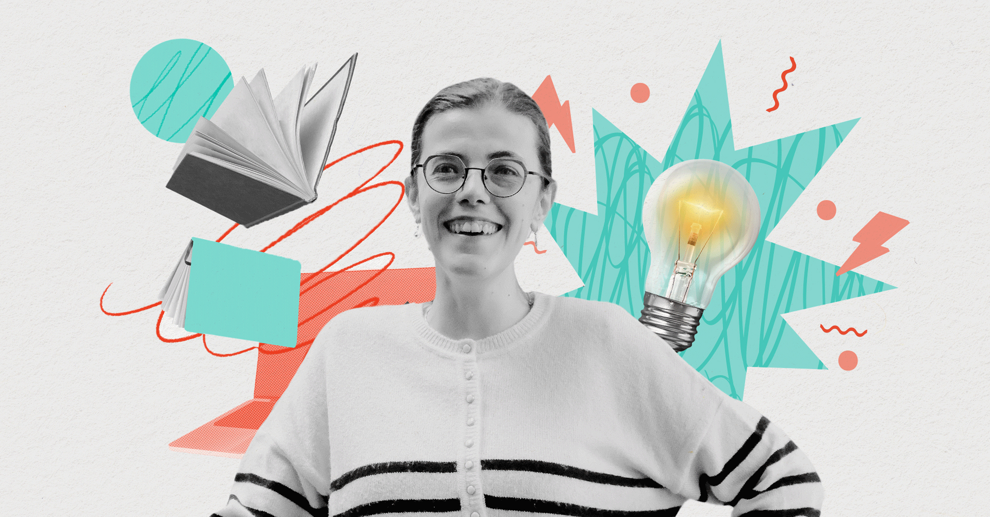 A woman with glasses smiles