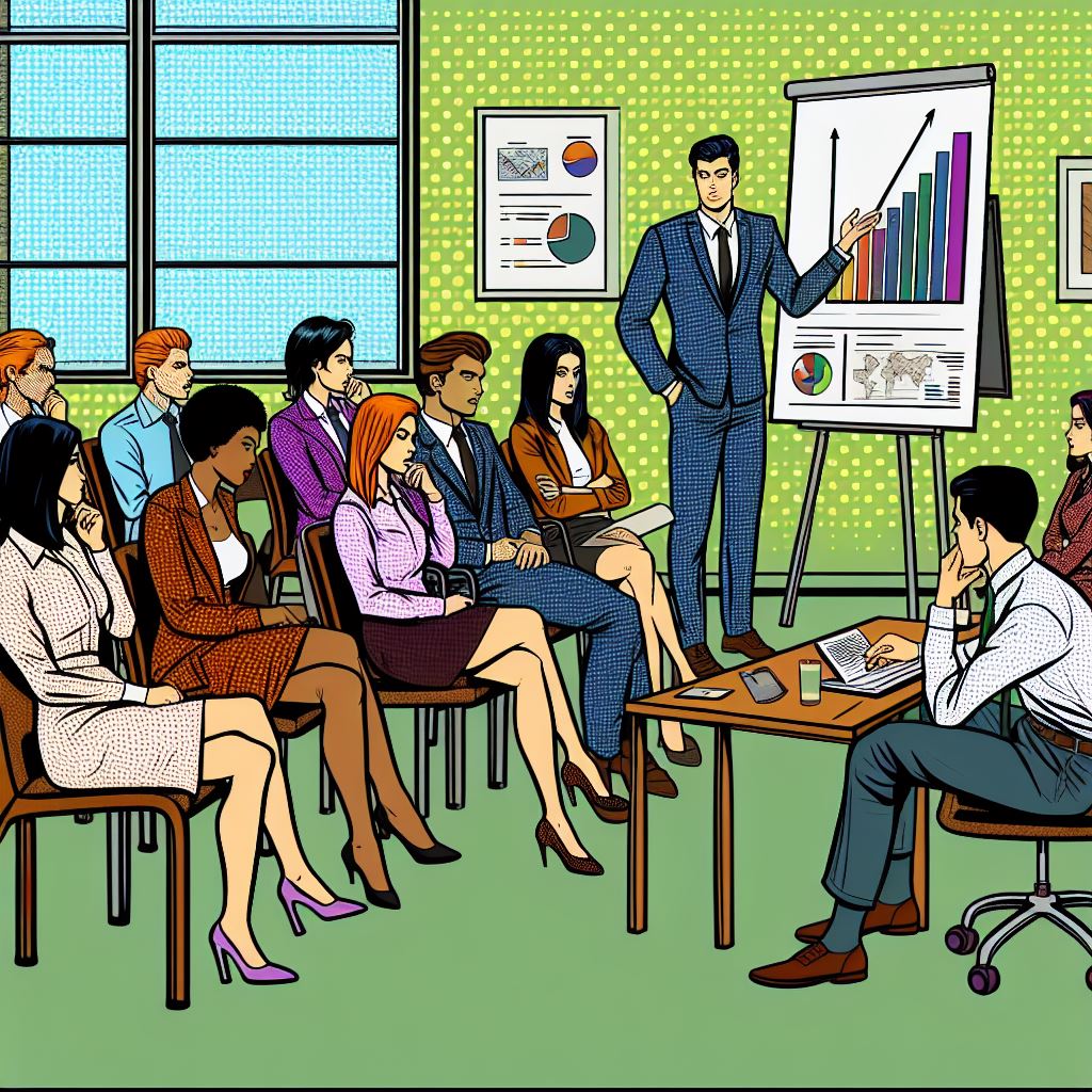 Illustration of a man giving a presentation