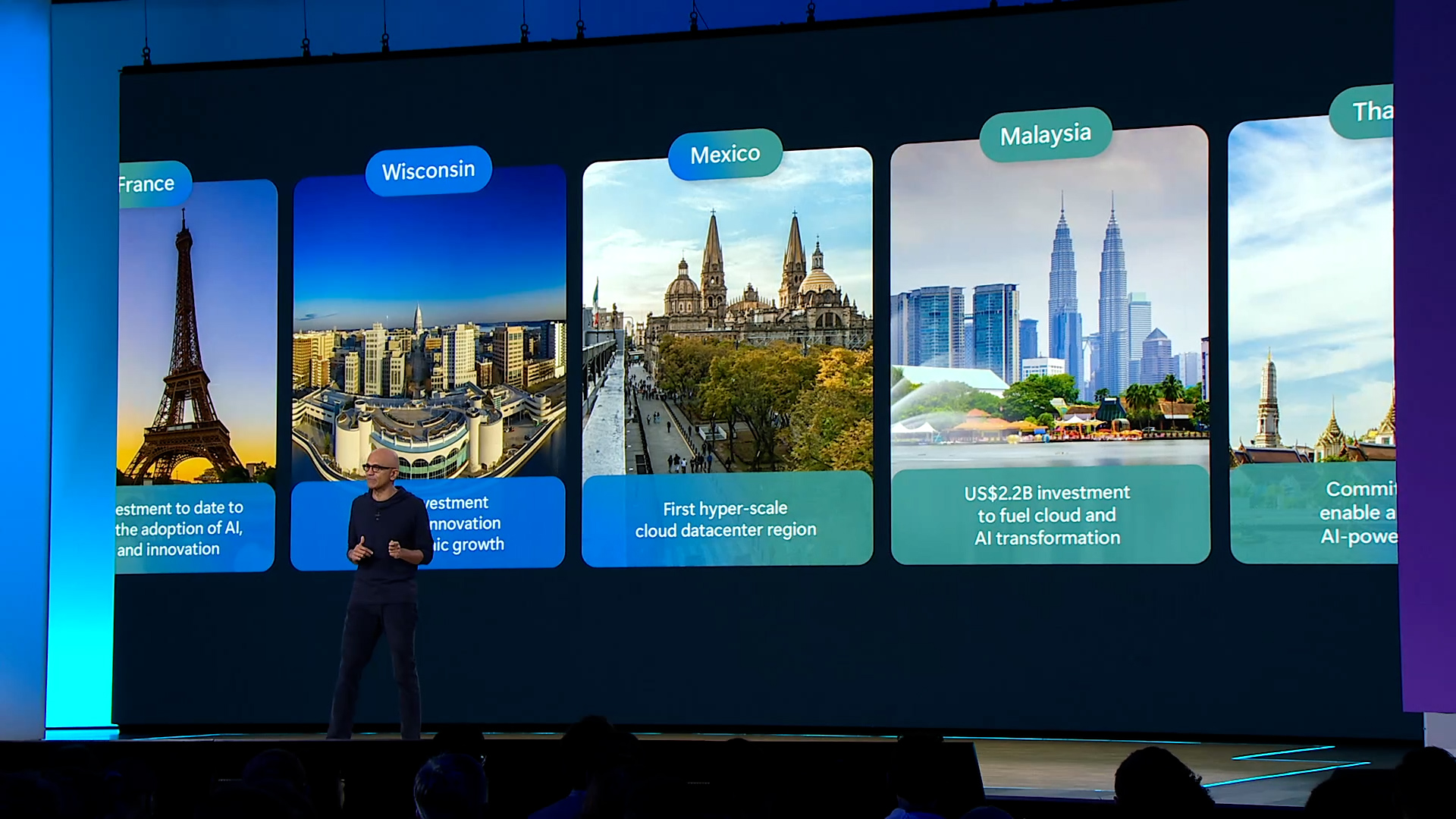 Satya Nadella on stage at Build 2024