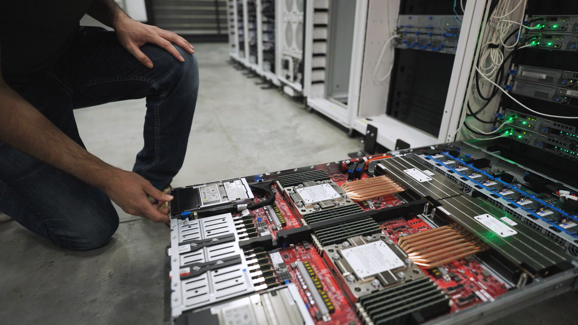 An Azure Cobalt 200 server in a validation lab