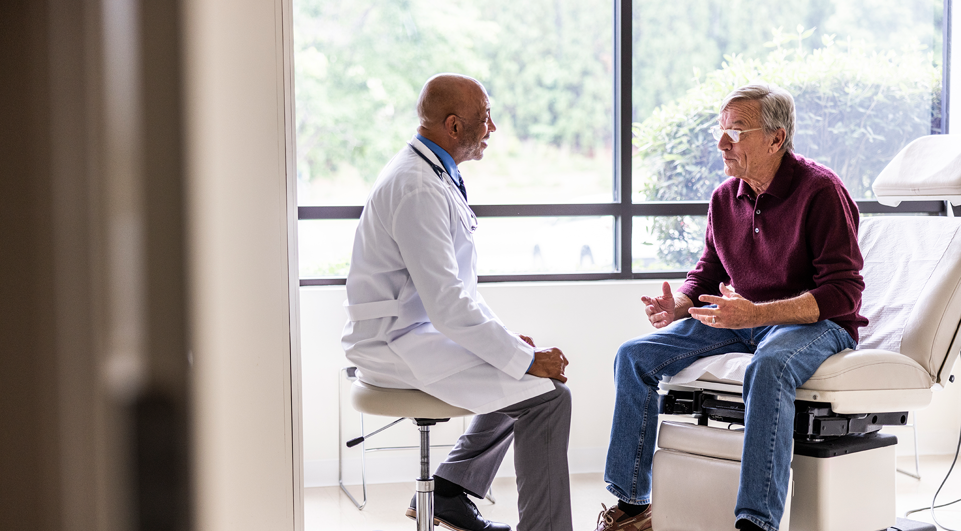 A doctor talks to a patient