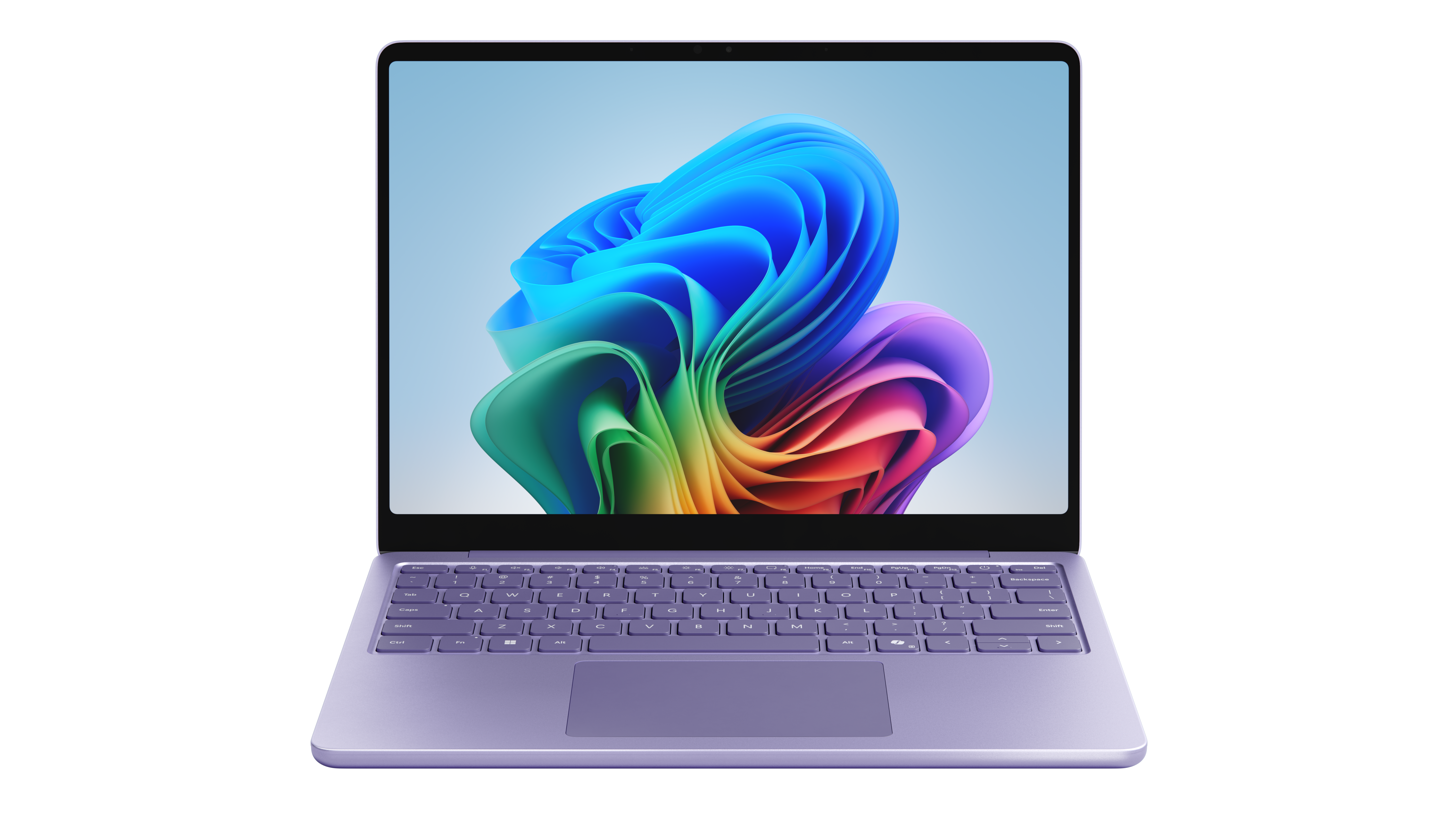 Surface Laptop 13-inch front view with Windows Screensaver