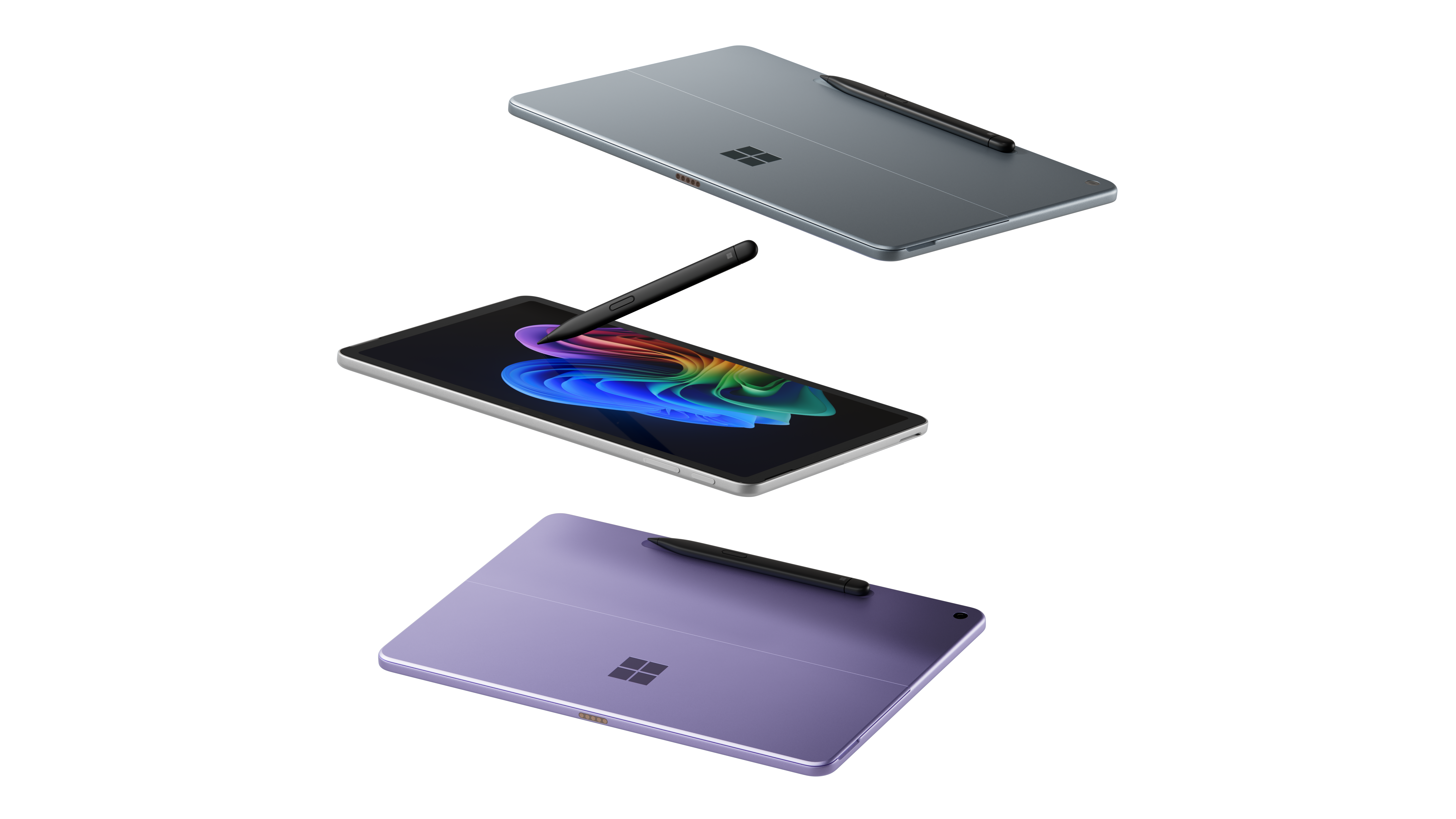 The new Surface Pro12-inch in ocean, platinum, and violet