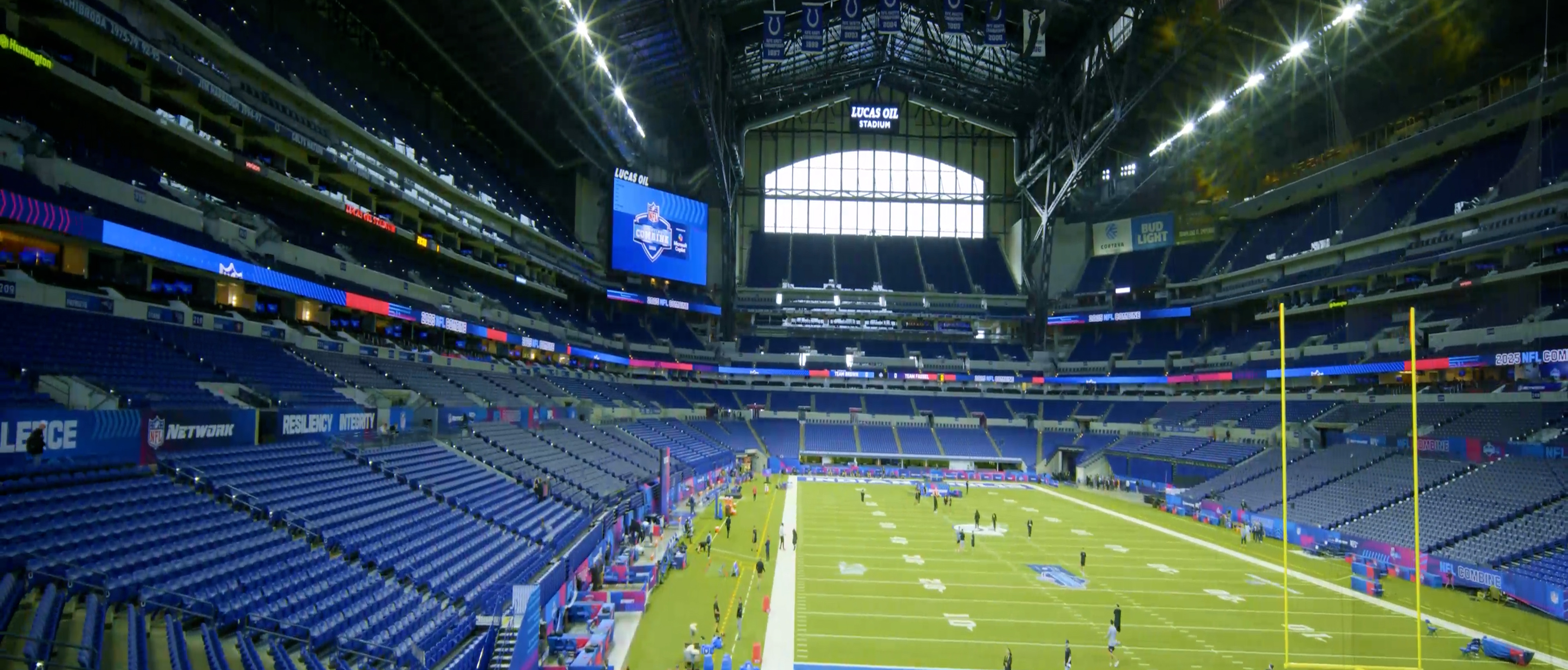 Wide image of 2025 NFL Combine at Lucas Oil Stadium