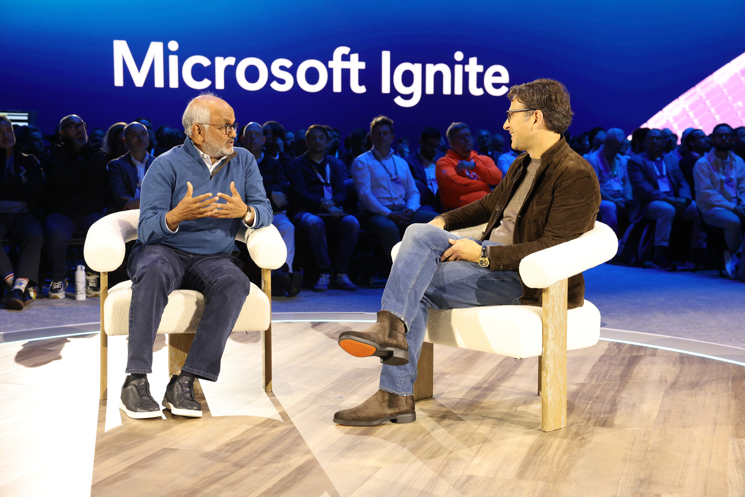Two men onstage at Microsoft Ignite