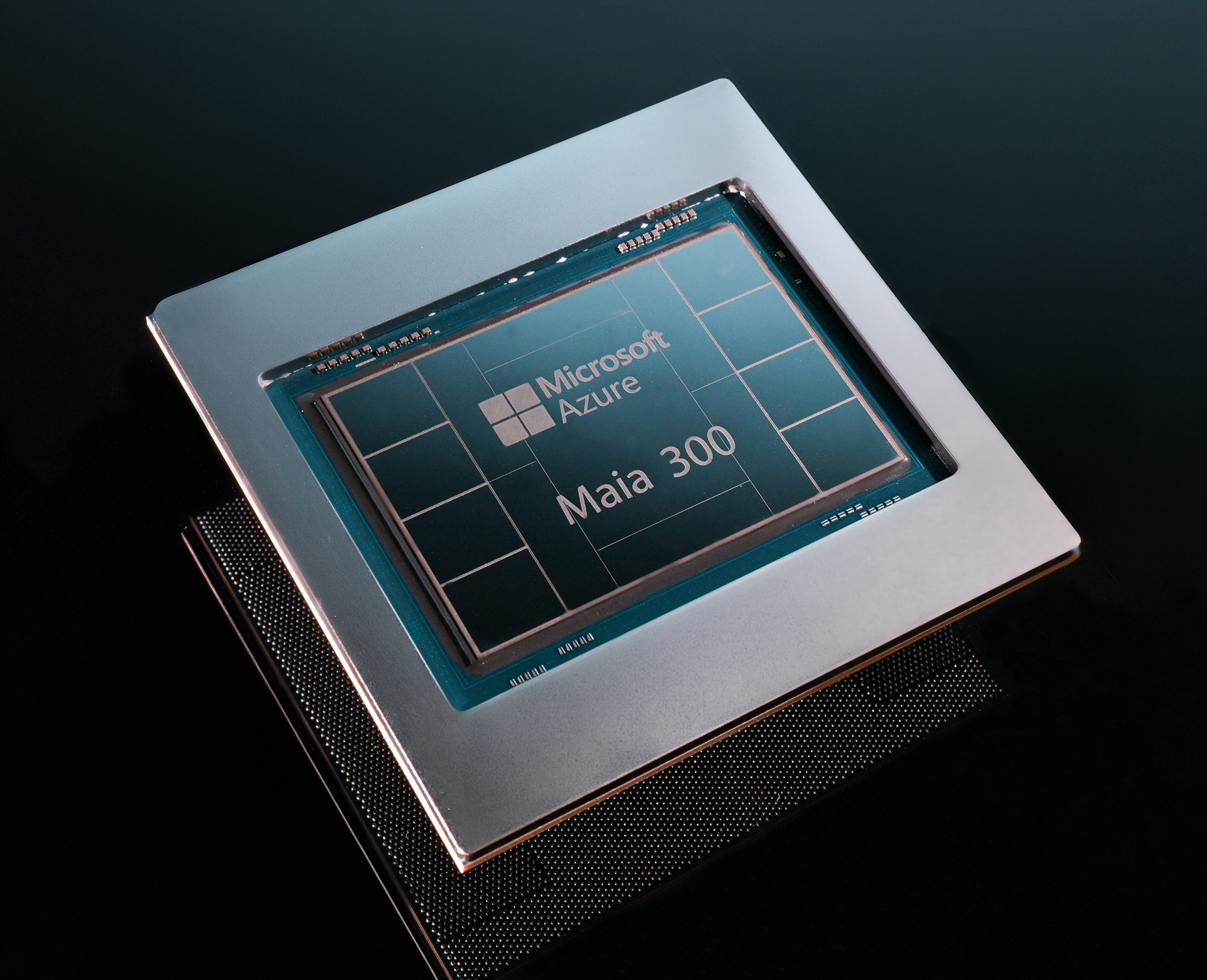 Microsoft Azure Maia 300 prototype accelerator mounted on a blue circuit board