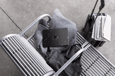 Snow falling over Surface Laptop 2