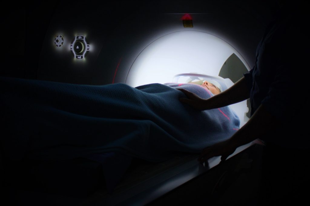 Patient entering an MRI machine