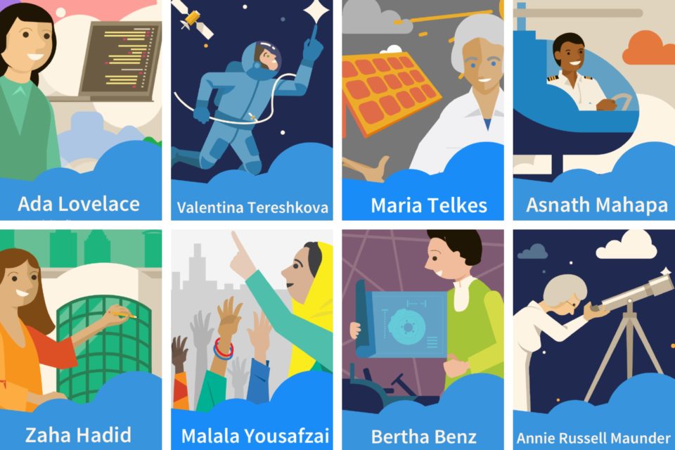 Cards showing various inspirational women