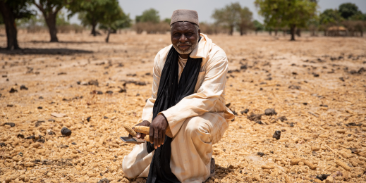 Lassina Doumbia, a farmer in Touréla, shows some of his crops.
